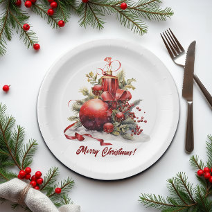 Candle Winter Berries Christmas Tree Ornament Paper Plate
