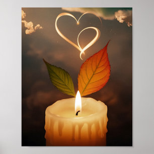 Candle with heart poster
