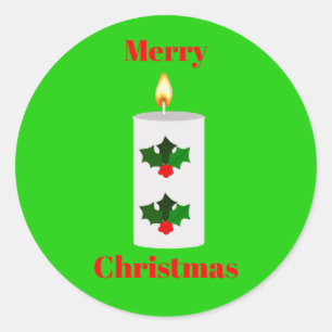 Candle With Holly Stickers