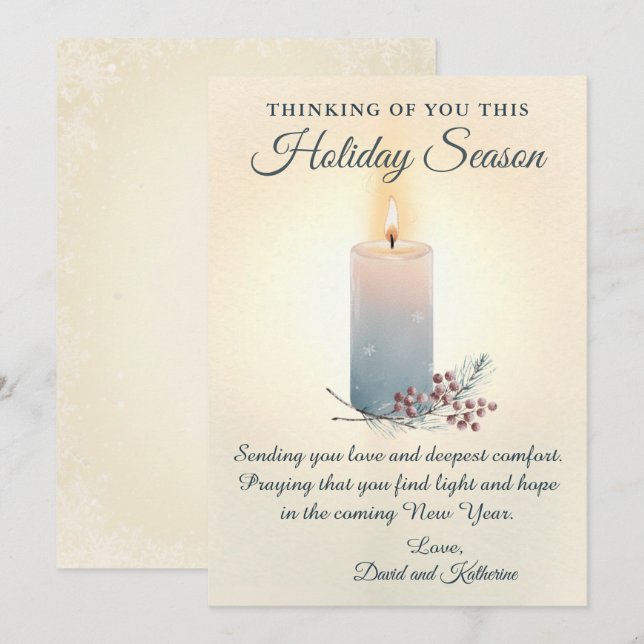 Candlelight Christmas Sympathy Condolence Card (Front/Back)