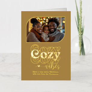 Candlelight Cosy Vibes Christmas Photo Foil Holiday Card