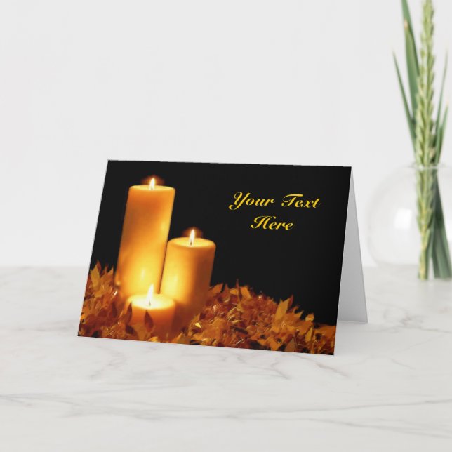 Candlelight in Soft Pastels Customisable Holiday Card (Front)