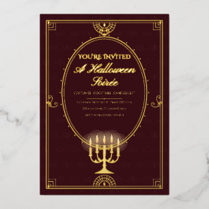 Candlelight Oval Foil Halloween Invitation