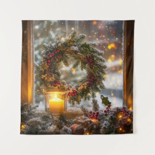 Candlelight Wreath Tapestry