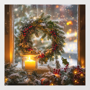 Candlelight Wreath Window Cling