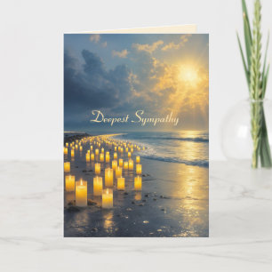 Candlelights on the coast in the dark, sympathy  card
