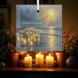 Candlelights on the coast in the dark, sympathy  glass tree decoration