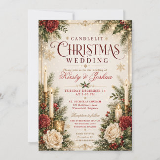 Candlelit Christmas Wedding Invitation