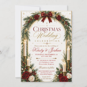 Candlelit Christmas Wedding Invitation