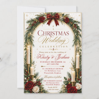 Candlelit Christmas Wedding Invitation