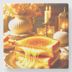 Candlelit Comfort Meal: Grilled Cheese Sandwich  Stone Coaster