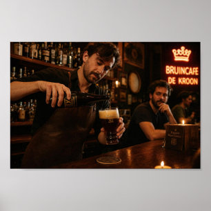 Candlelit Craft Beer Moment in Pub Poster