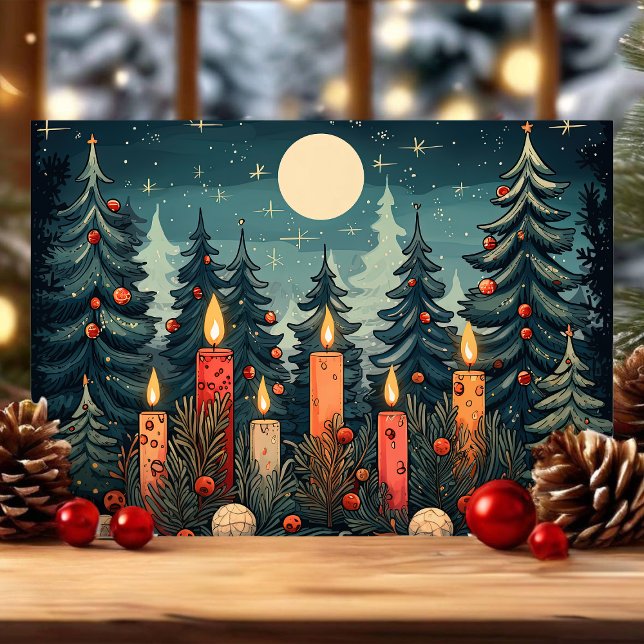 Candlelit Forest Christmas Holiday Card (Creator Uploaded)