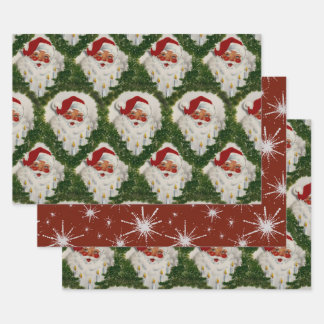 Candlelit Joy Vintage Santa Claus Wrapping Paper Sheet