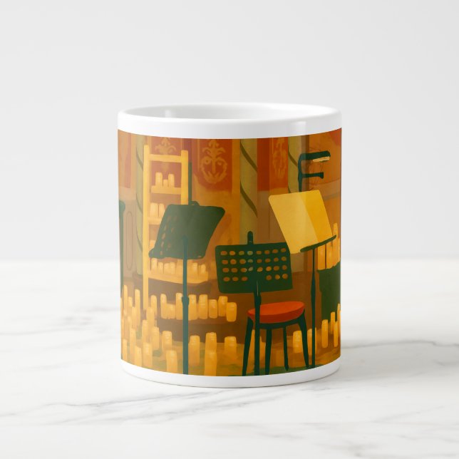 Candlelit Prelude – Music Room, Brighton Pavilion Large Coffee Mug (Front)