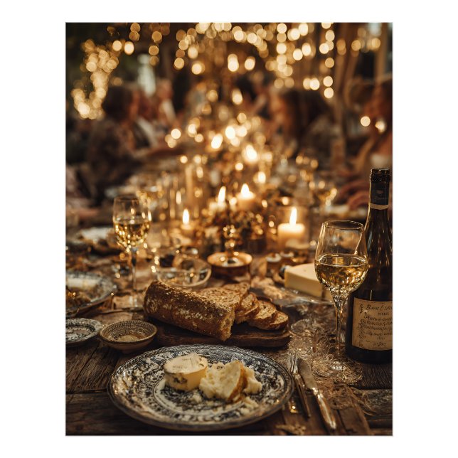 Candlelit Wine & Bread Feast Photo Print (Front)