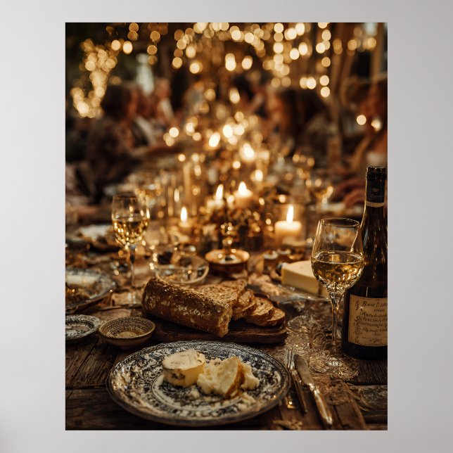 Candlelit Wine & Bread Feast Poster (Front)