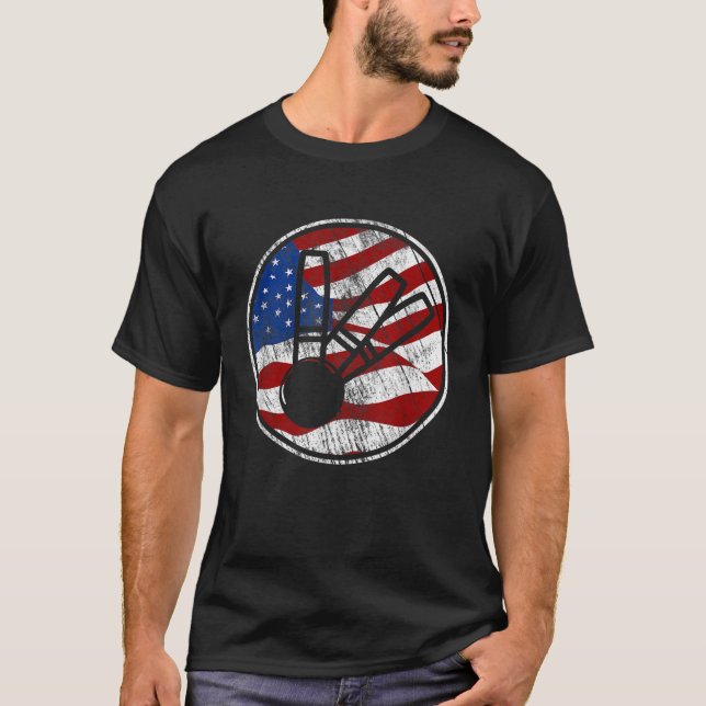 Candlepin Bowling American Flag Vintage Candlepin  T-Shirt (Front)