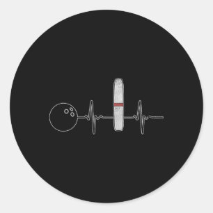 Candlepin Bowling Funny Heartbeat Bowler Classic Round Sticker
