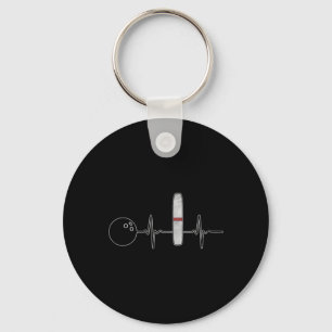 Candlepin Bowling Funny Heartbeat Bowler  Key Ring