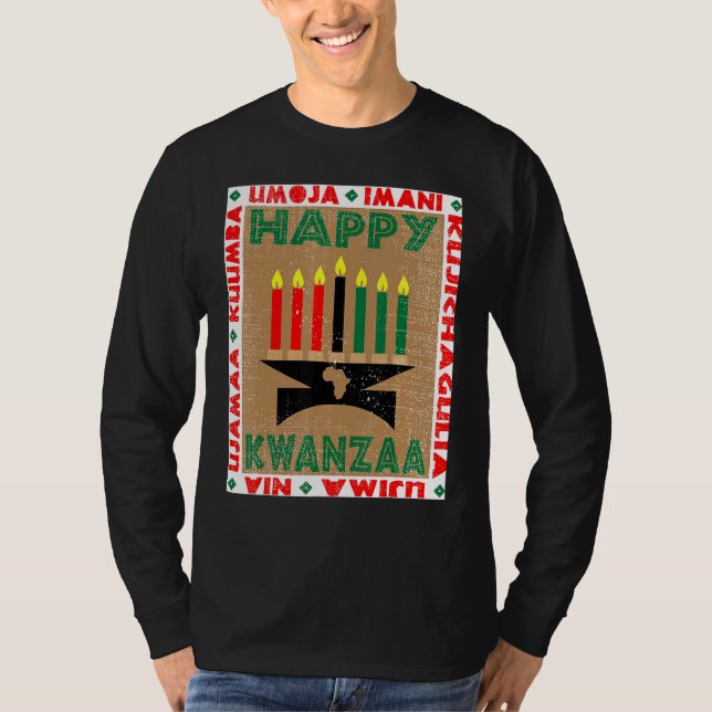 Candles 7 Principles Of Kwanzaa T-Shirt (Front)