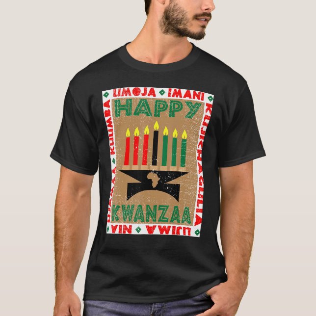 Candles 7 Principles Of Kwanzaa T-Shirt (Front)
