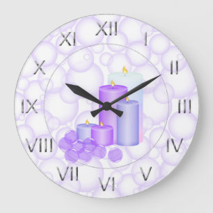 Candles and Bubbles Bathroom Large Clock