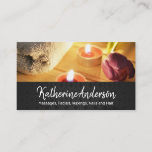 Candles and Flowers Day Spa Bamboo Background Appointment Card