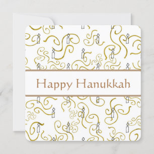 Candles and Gold Swirls Hanukkah Card