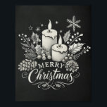 Candles and Holly Chalkboard Merry Christmas Poster<br><div class="desc">Bring a warm, cosy touch to your holiday decor with this elegant chalkboard Merry Christmas poster. Featuring two glowing candles surrounded by holly, pinecones, and festive berries, this rustic design embodies the spirit of the season. The vintage-inspired chalk art adds a timeless charm, perfect for decorating homes, offices, or holiday...</div>