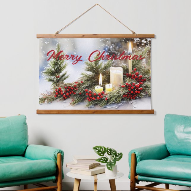 Candles berries and fir  hanging tapestry (Living Room)