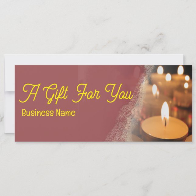 Candles Custom Business Name Gift Certificate Card (Front)