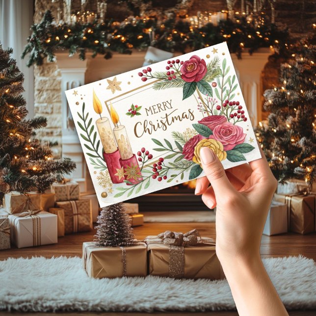 Candles & Flowers Christmas Card (Creator Uploaded)