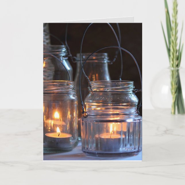 CANDLES IN JARS LIGHTS BIRTHDAY CARD (Front)