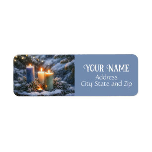Candles in the Winter Snow Pretty Return Address