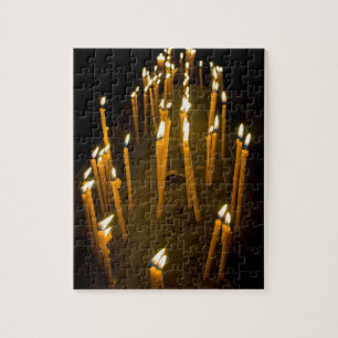Candles lit in a church, Armenia Jigsaw Puzzle