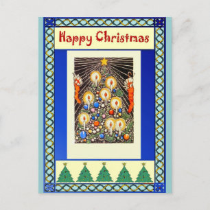 Candles on a Christmas tree Holiday Postcard
