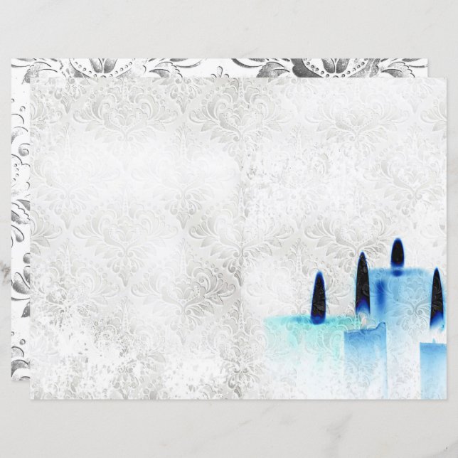 Candles on vintage pattern scrapbook paper (Front/Back)