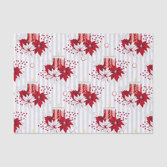 Candles & Poinsettia Tissue Paper (Front)