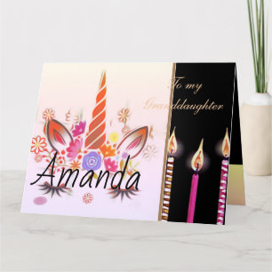 Candles unicorn face cake Birthday Card