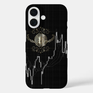 Candlestick Chart & Bitcoin Gold Coin iPhone 16 Case