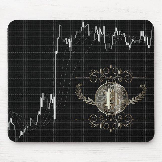 Candlestick Chart & Bitcoin Gold Coin Mouse Pad (Front)