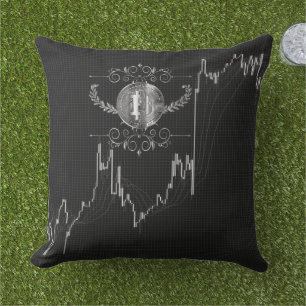 Candlestick Chart With Bitcoin Gold Coin Money Cushion
