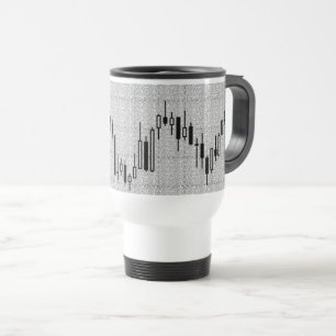 Candlestick Stock Market Chart Black White Travel Mug