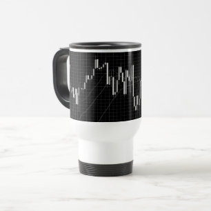 Candlestick Stock Market Chart Black White Travel Mug