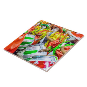 Candombe Drummers at Carnival Parade, Montevideo Tile