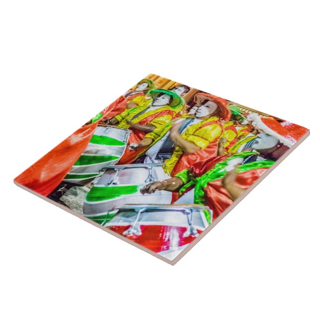 Candombe Drummers at Carnival Parade, Montevideo Tile (Side)