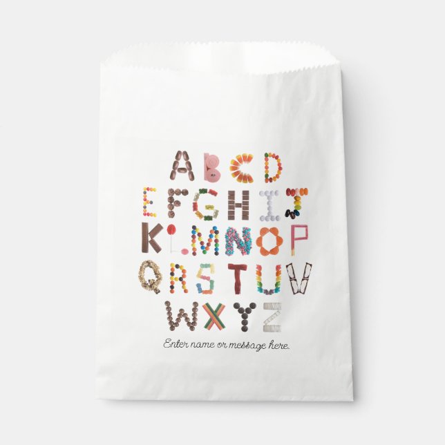 Candy Alphabet | Candy Bar Favour Bag  (Front)