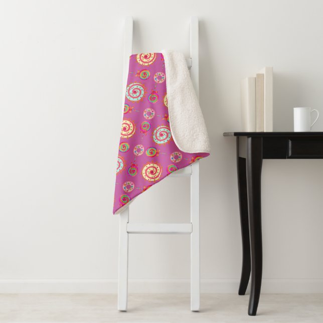 Candy and Cakes Pink Sherpa Blanket (In Situ)