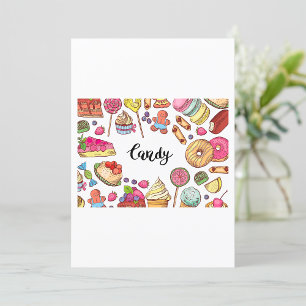 Candy and Dessert Doodles Sweet Treats Pattern  Invitation